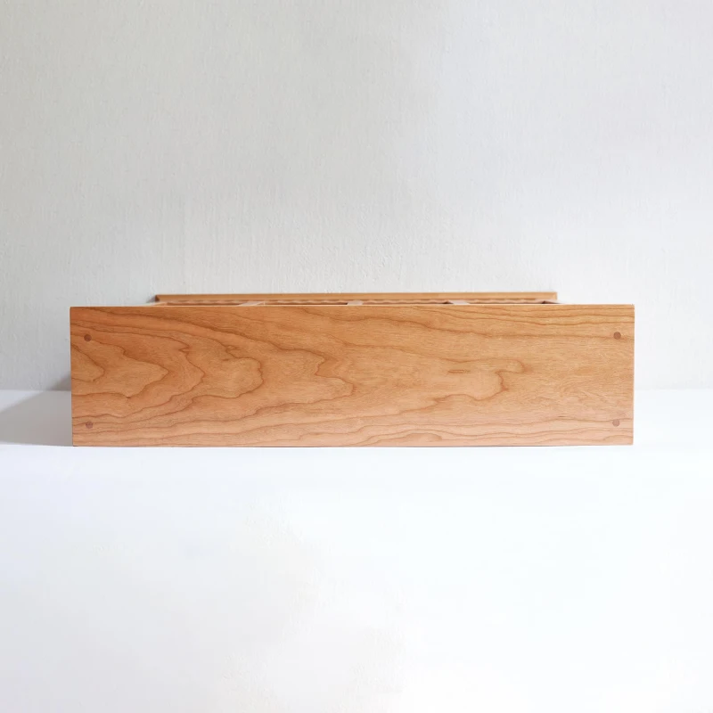 Solid Cup Storage Rack with Ample Shelving & Eco-Friendly Finish, Durable Cabinet for Dining Space, 24.5″ L x 6″ W x 22″ H, Natural Cherry