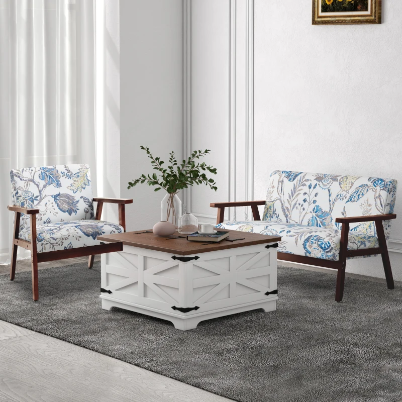 HOMCOM Compact Loveseat Sofa Couch Linen Fabric Double Seat Sofa with Rubber Wood Legs Multicolour