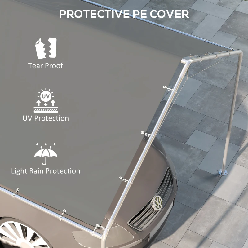 Outsunny 10 x 20ft Carport Roof, UV Resistant Canopy Replacement Cover with Ball Bungee Cords, Dark Gray