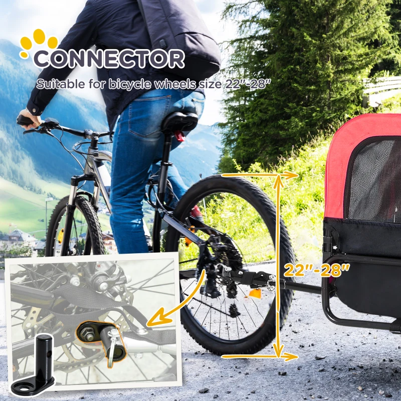 Aosom 2-in-1 Small Dog Bike Trailer and Bike Stroller with Hitch, Bicycle Trailer Sidecar Bike Wagon Cart Carrier Attachment for Travel, Red