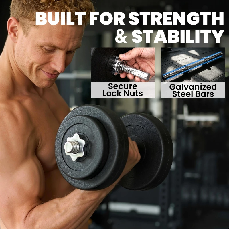 Soozier Adjustable 2 x 55lbs Weight Dumbbell Set for Weight Fitness Training Exercise Fitness Home Gym Equipment, Black (Pair)