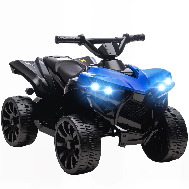 Qaba 6V Kids ATV, 4 Wheeler Electric Ride on Car with Music and LED Headlights, for Ages 37-72 Months Boys and Girls, Blue
