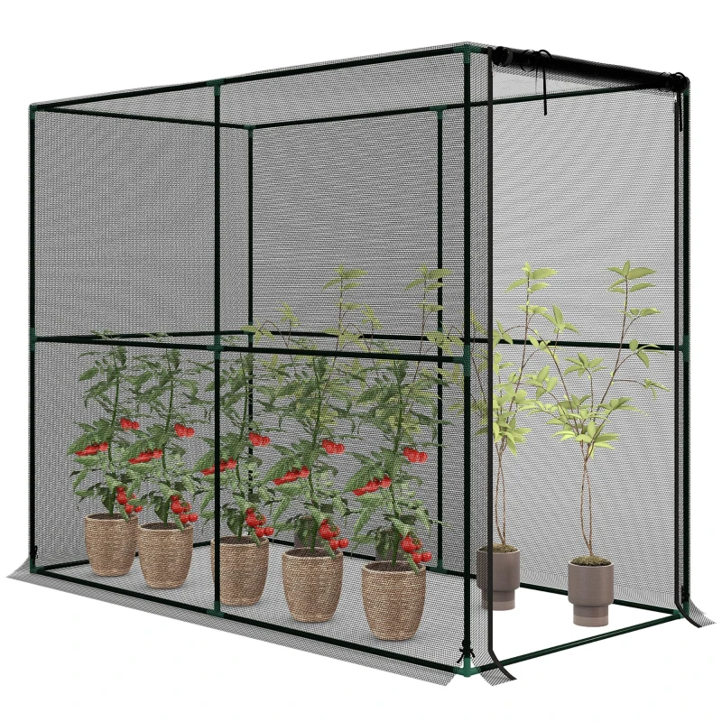 Outsunny Crop Cage, Plant Protection Tent with Zippered Door, Plant Protector from Animals for Vegetables Flowers Fruits, Black