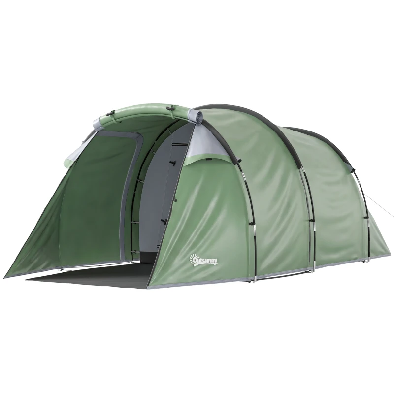 Outsunny Pop Up Camping Tent with Vestibule Waterproof Tent for 2-3 Person, Dark Green