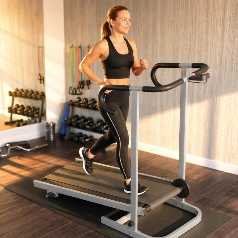 Soozier Walking Pad Treadmill with 16.5% Incline, Foldable Treadmill with LCD Monitor and Handle Bar for Home, Non-Electric