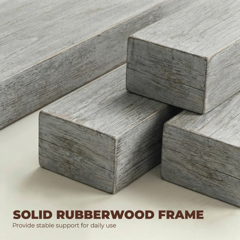 HOMCOM Dining Chairs Set of 2 Ergonomic Solid Wood, Armless Kitchen Chairs with Rubberwood Legs, Rustic Gray