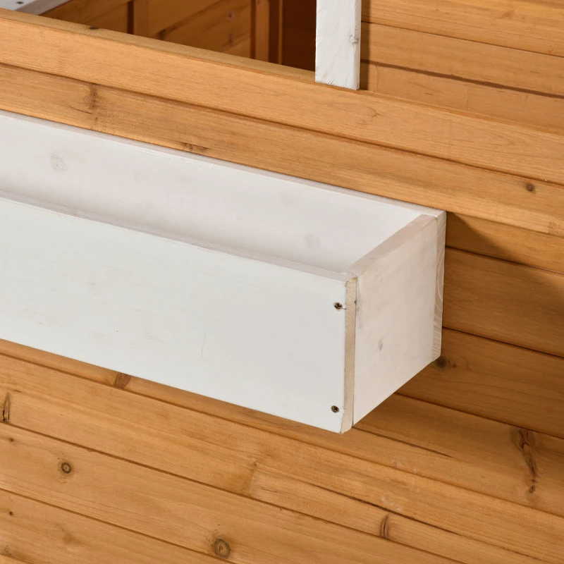 Outsunny Wooden Outdoor Playhouse for Kids with Working Door, Windows, Mailbox, Bench, Flowers Box and Blackboard, Yellow