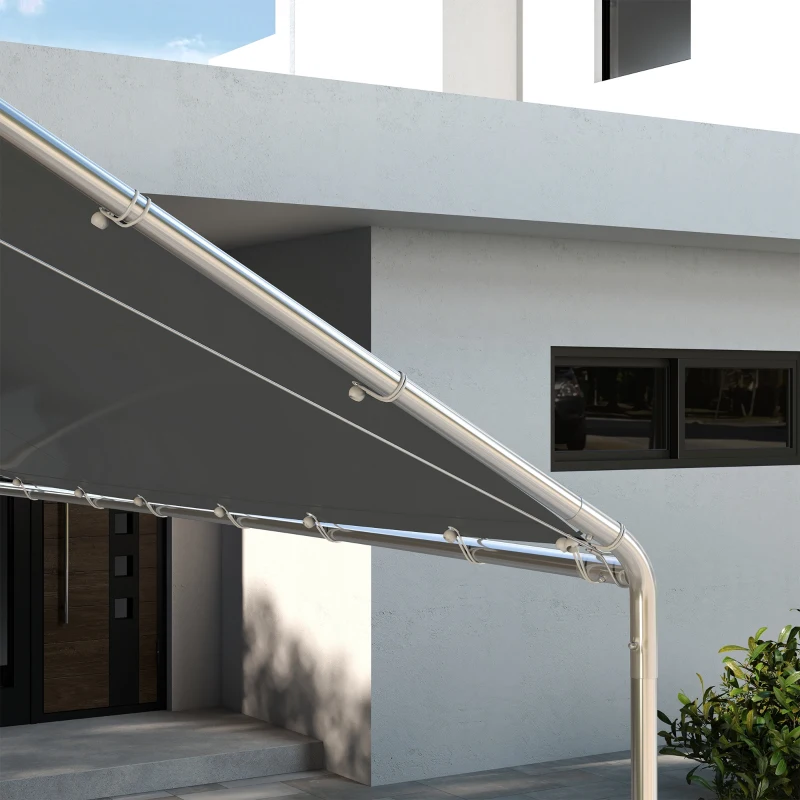 Outsunny 10 x 20ft Carport Roof, UV Resistant Canopy Replacement Cover with Ball Bungee Cords, Dark Gray