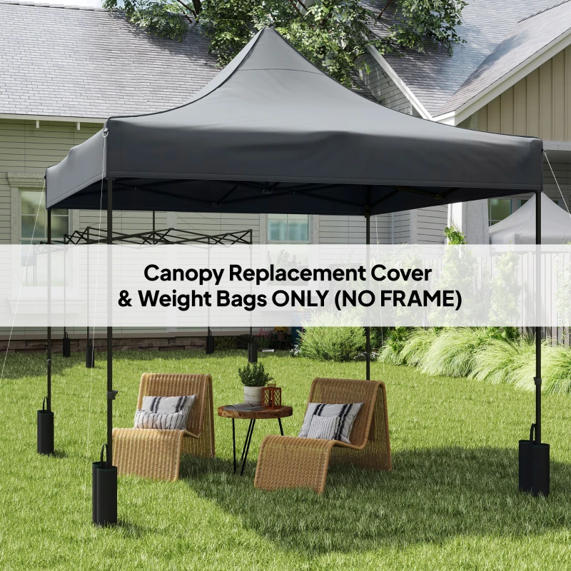 Outsunny 10' x 10' Replacement Canopy Top for Pop Up Canopy Tent with 4 Sand Bags, UPF50+ Protection, Dark Gray
