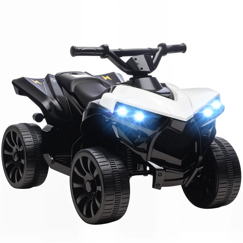 Qaba 6V Kids ATV, 4 Wheeler Electric Ride on Car with Music and LED Headlights, for Ages 37-72 Months Boys and Girls, White