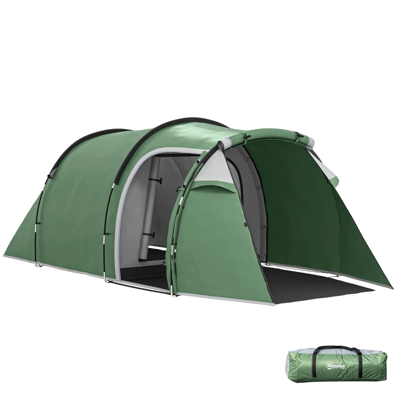 Outsunny Pop Up Camping Tent with Vestibule Waterproof Tent for 2-3 Person, Dark Green