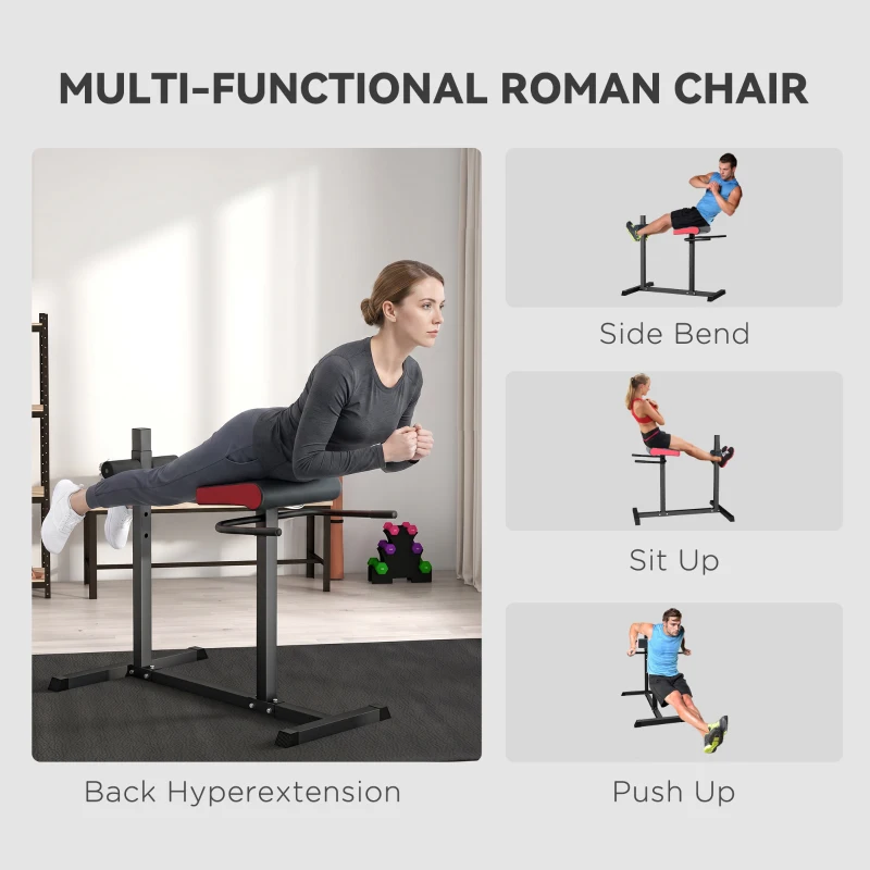 Soozier Back Extension Roman Chair, Hyperextension Bench with Adjustable Leg Roller for Back, Abdominal and Gluteal Training
