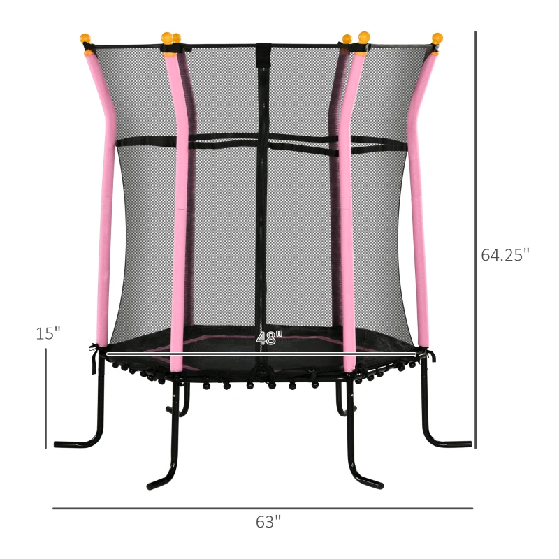 Soozier Trampoline for Kids with Net for Indoor Use, Pink