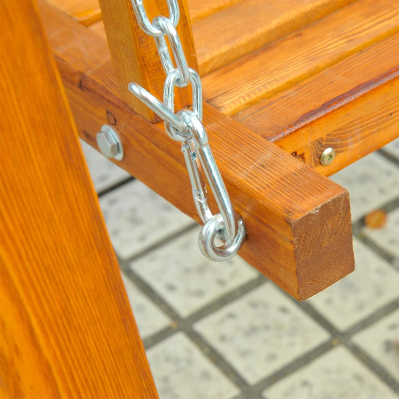 Outsunny 65" Patio Swing Chair with Canopy Outdoor Wooden Swing Bench Hammock for Garden, Poolside, Backyard