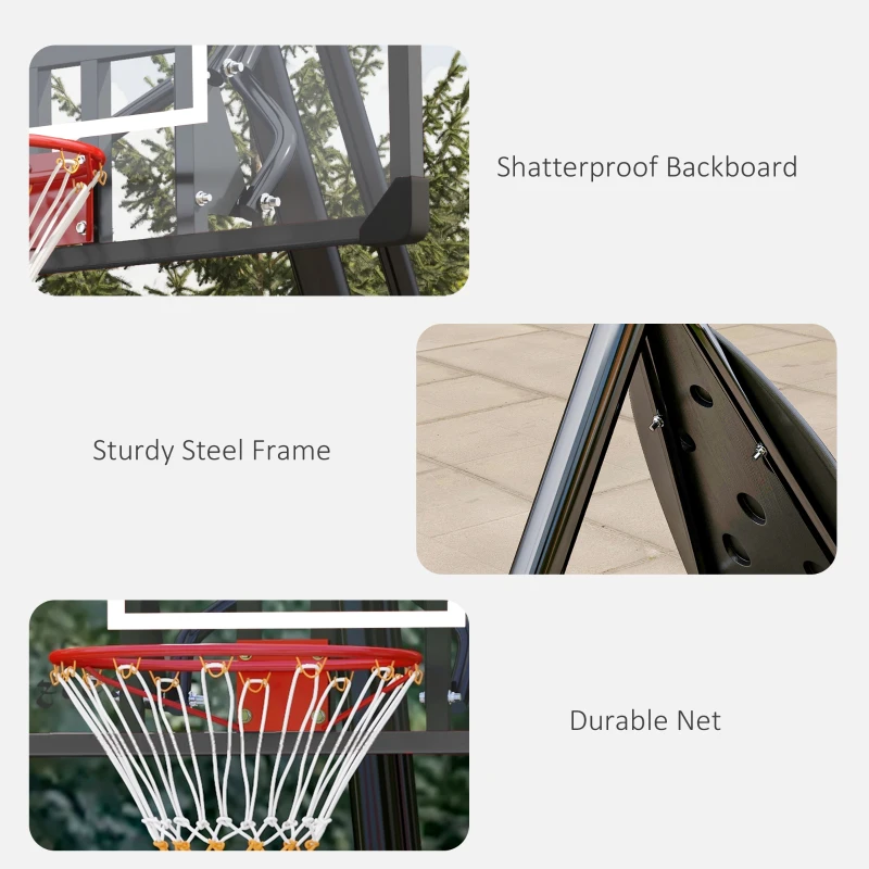 Soozier Outdoor Portable Basketball Hoop and Stand with Backboard Weighted Base Wheels, 115.4"-137.8" Height Adjustable