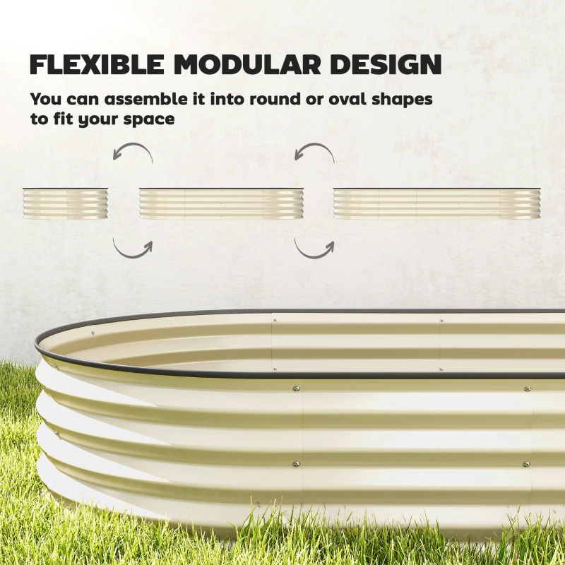Outsunny 7' x 3' x 1' Raised Garden Bed Set, 2PCS Raised Beds for Gardening with Metal Plant Stakes, Cream White