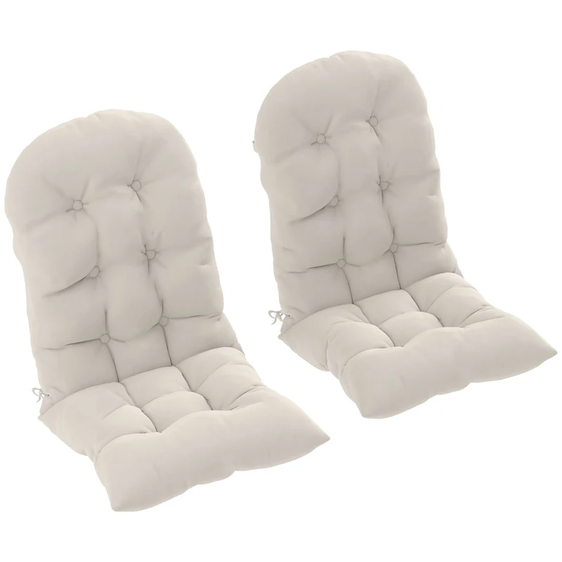 Outsunny Adirondack Chair Cushions Set of 2, Tufted High Back Patio Non-Slip Cushions for Adirondack Chairs, Beige