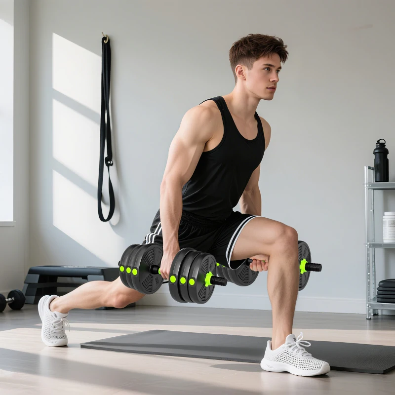 Soozier Adjustable Dumbbell Set, 3 in 1 Weights Dumbbells Set for Home Gym, 44lb Free Weights with Connector and Non-Slip Grip