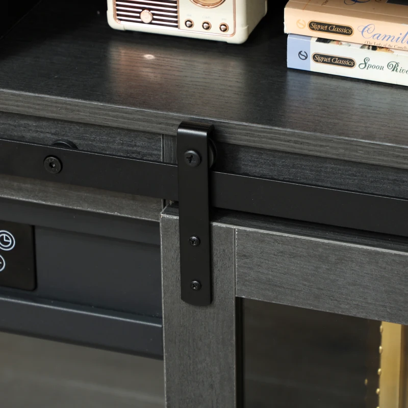HOMCOM Fireplace TV Stand for TVs Up to 80 Inch, TV Console with Electric Fireplace, Open Storage and Side Cabinets, Gray