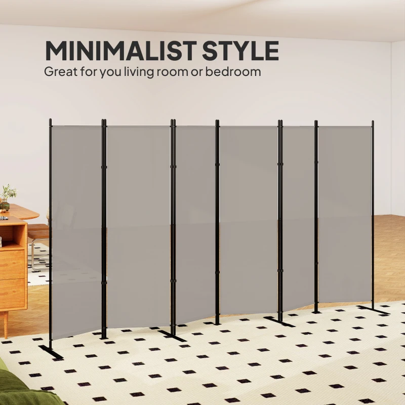 HOMCOM 6 Panel Room Divider, 6 Ft Folding Privacy Screen, Portable Freestanding Partition Wall Divider, Beige