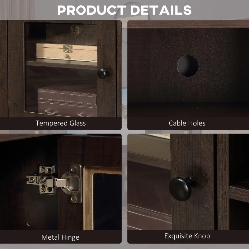 HOMCOM Fireplace TV Stand for TVs up to 60 inches, Wood TV Cabinet w/ Storage Doors or Living Room, Office, Coffee