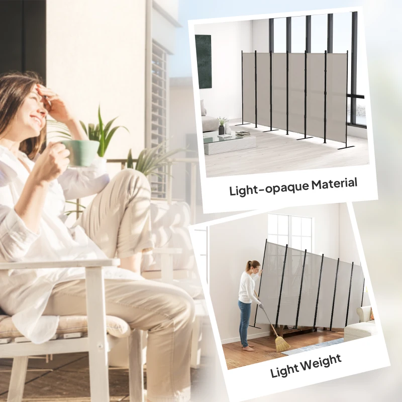 HOMCOM 6 Panel Room Divider, 6 Ft Folding Privacy Screen, Portable Freestanding Partition Wall Divider, Beige