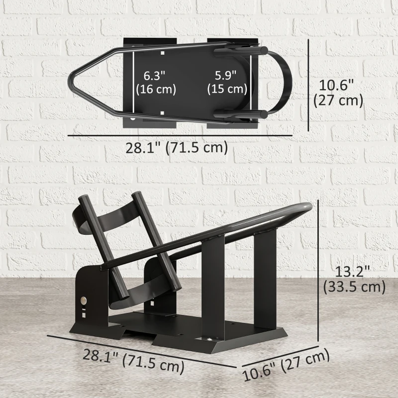 HOMCOM Motorcycle Wheel Chock, 1800 lbs Capacity Heavy Duty Steel Motorcycle Front Wheel Stand for 15"-21" Wheels, Black