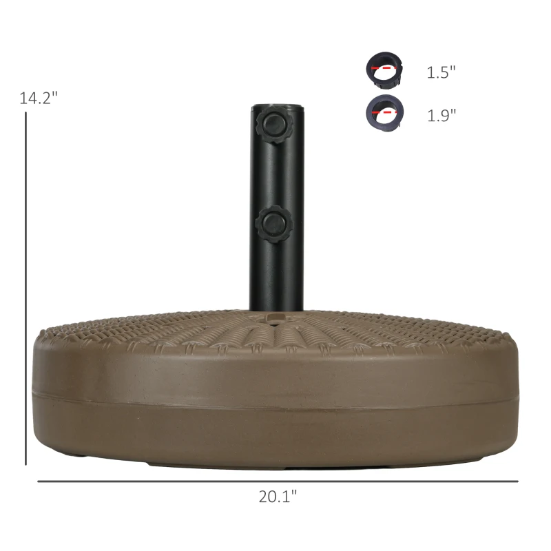 Outsunny Umbrella Stand for 1.5" or 2" Umbrella Poles, Round Fillable Umbrella Base for Outdoor, Lawn, Deck, Brown