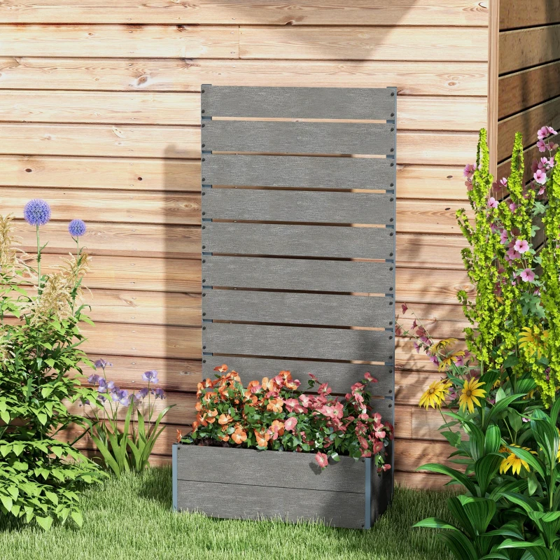 Outsunny Trellis Planter for Climbing Plants, Raised Garden Bed with Trellis, Planter Box for Outdoor, 28.25" x 15" x 59", Gray