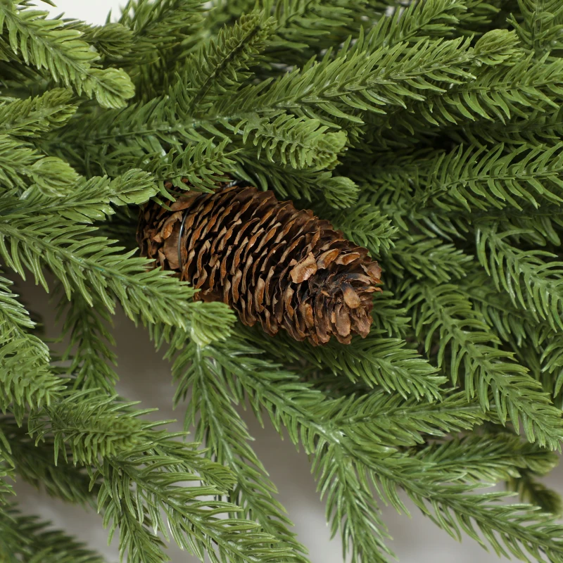 HOMCOM 24 inch Christmas Wreath, Artificial Norfolk Pine Wreath with Pine Cones and 88 Realistic Branches for Door, Wall