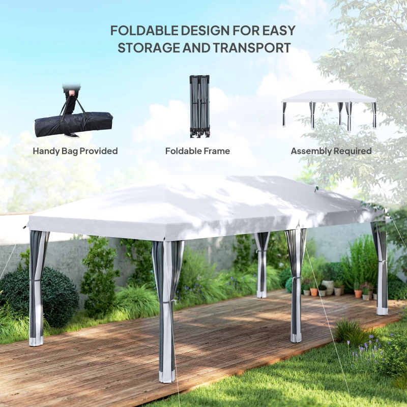 Outsunny 10' x 20' Pop Up Canopy Tent with Netting, Heavy Duty Instant Sun Shelter, Large Tents for Parties with Carry Bag for Outdoor, Garden, Patio, Cream White