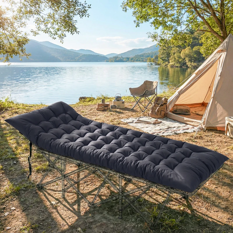 Outsunny Sleeping Mat, Camping Mat Pad with Elastic Straps, Dark Grey