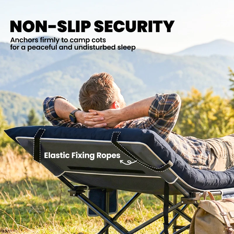 Outsunny Sleeping Mat, Camping Mat Pad with Elastic Straps, Dark Grey