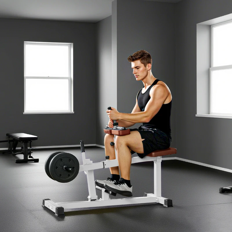 Soozier Adjustable Steel Seated Calf Raise Exercise Strength Training Gym Equipment, Brown