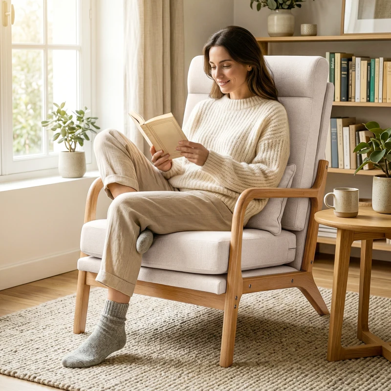 HOMCOM Modern Accent Chair, Linen Armchair with Lumbar Pillow, High Back, Wide Seat, Thick Cushion, Solid Wood Frame, Cream White