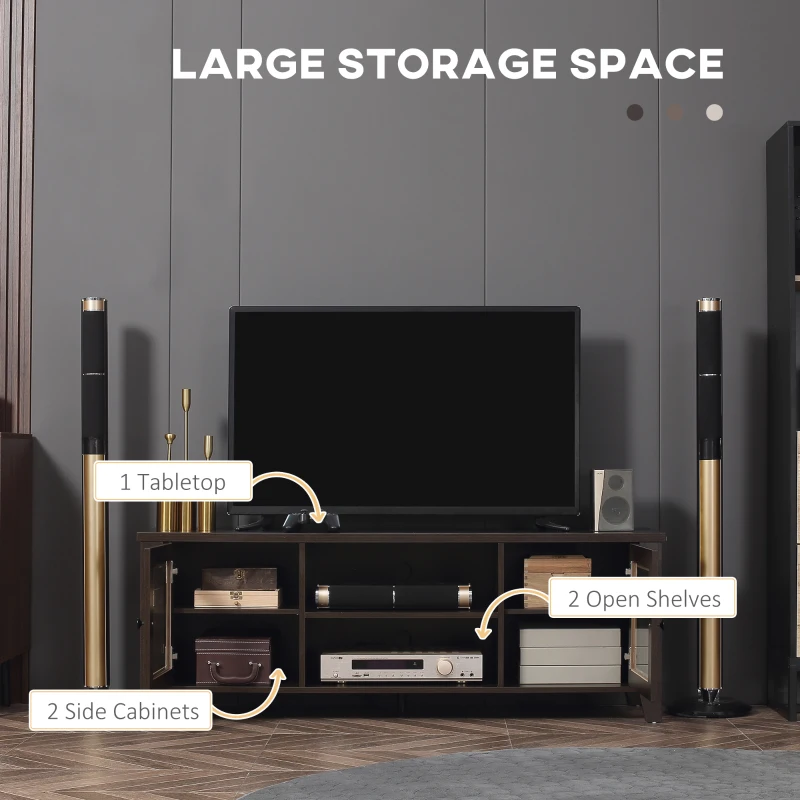 HOMCOM Fireplace TV Stand for TVs up to 60 inches, Wood TV Cabinet w/ Storage Doors or Living Room, Office, Coffee