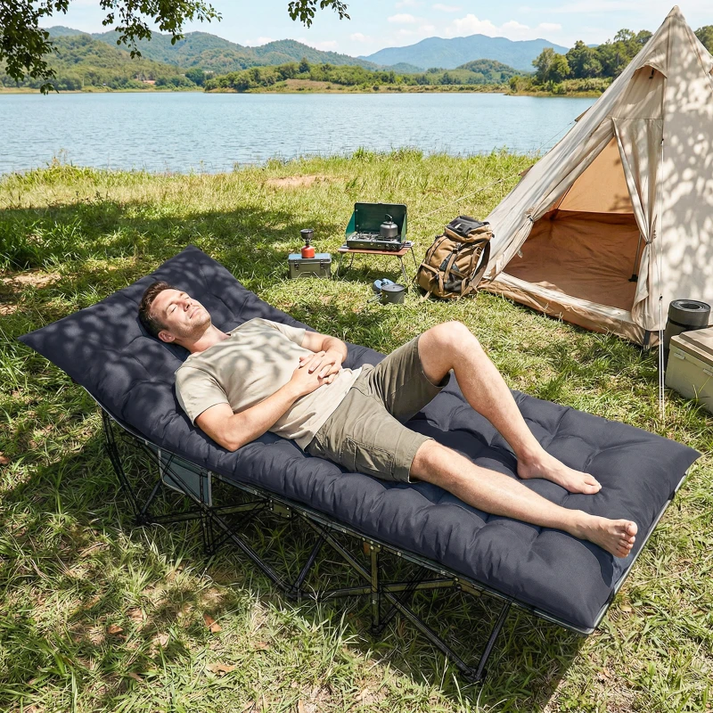 Outsunny Sleeping Mat, Camping Mat Pad with Elastic Straps, Dark Grey