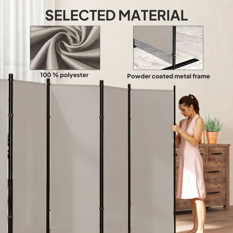HOMCOM 6 Panel Room Divider, 6 Ft Folding Privacy Screen, Portable Freestanding Partition Wall Divider, Beige