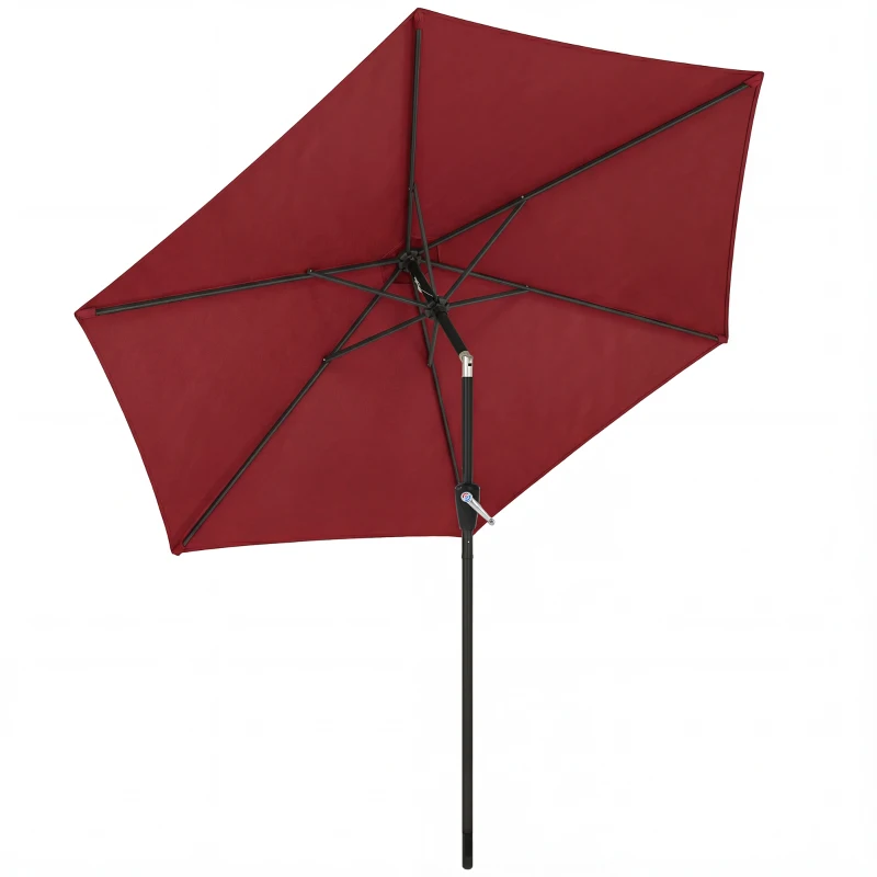 Outsunny 9FT Patio Umbrella, Outdoor Table Patio Umbrellith Tilt, Crank, 6 Ribs, UV Protection for Garden, Lawn, Deck, Backyard
