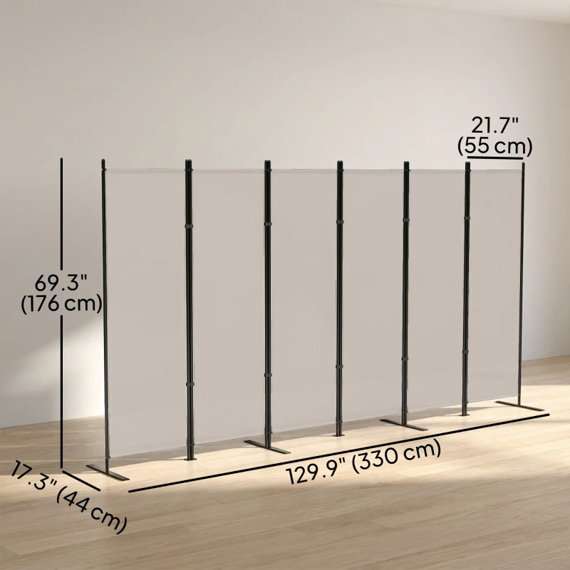 HOMCOM 6 Panel Room Divider, 6 Ft Folding Privacy Screen, Portable Freestanding Partition Wall Divider, Beige