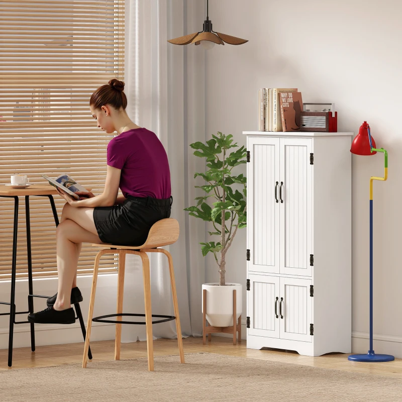 HOMCOM 48" 4-Door Storage Cabinet Multi-Storey Large Space Pantry with Adjustable Shelves White