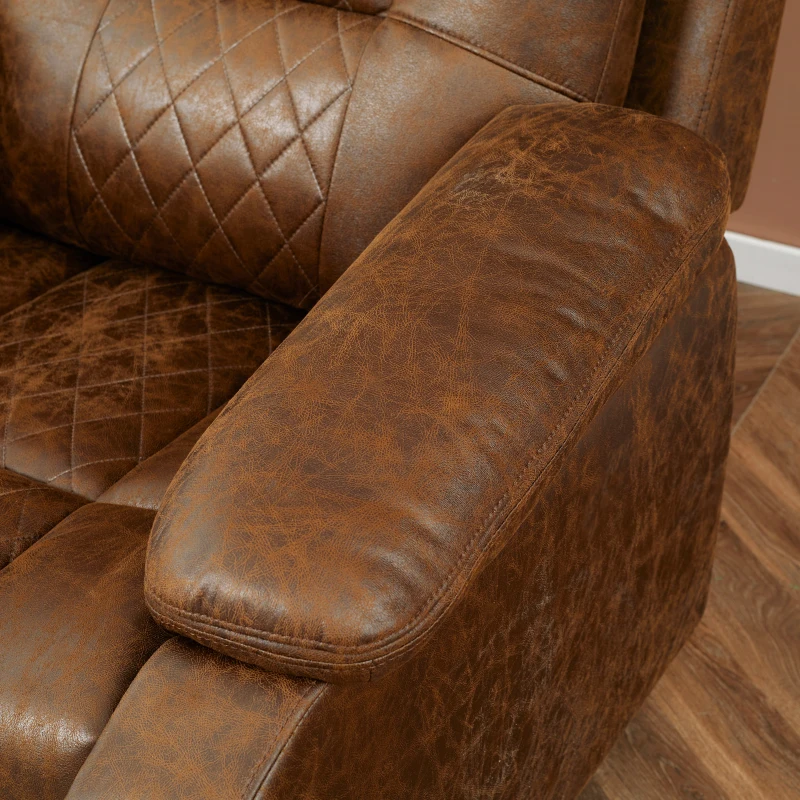 HOMCOM Overstuffed Manual Recliner Chair with Thick Sponge Padded Headrest and Armrest, Rocking Function, for Living Room, Brown