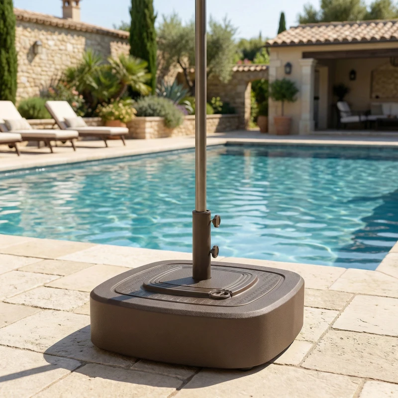 Outsunny Patio Umbrella Base Outdoor Umbrella Stand with Wheels for 1.5"/1.9" Umbrella Poles