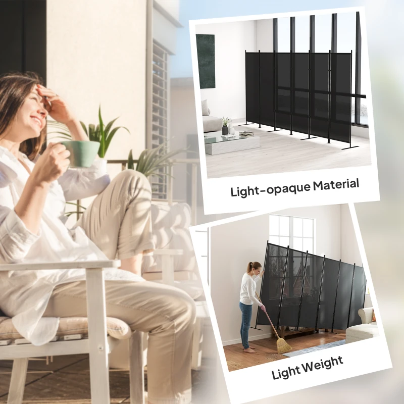 HOMCOM 6 Panel Room Divider, 6 Ft Folding Privacy Screen, Portable Freestanding Partition Wall Divider, Charcoal Grey