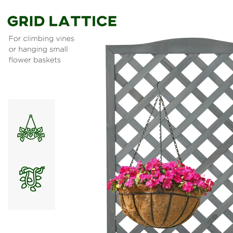 Outsunny Wood Planter with Trellis for Vine Climbing, Raised Garden Bed to Grow Vegetables for Backyard, 28" x 11" x 46", Grey