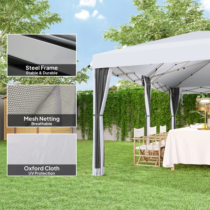 Outsunny 10' x 20' Pop Up Canopy Tent with Netting, Heavy Duty Instant Sun Shelter, Large Tents for Parties with Carry Bag for Outdoor, Garden, Patio, Cream White