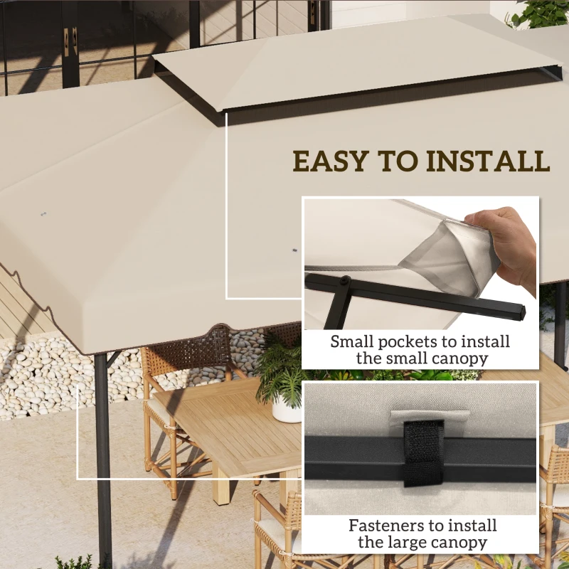Outsunny 13' x 10' Gazebo Replacement Canopy, Gazebo Top Cover with Double Vented Roof for Garden Patio(TOP ONLY), Beige
