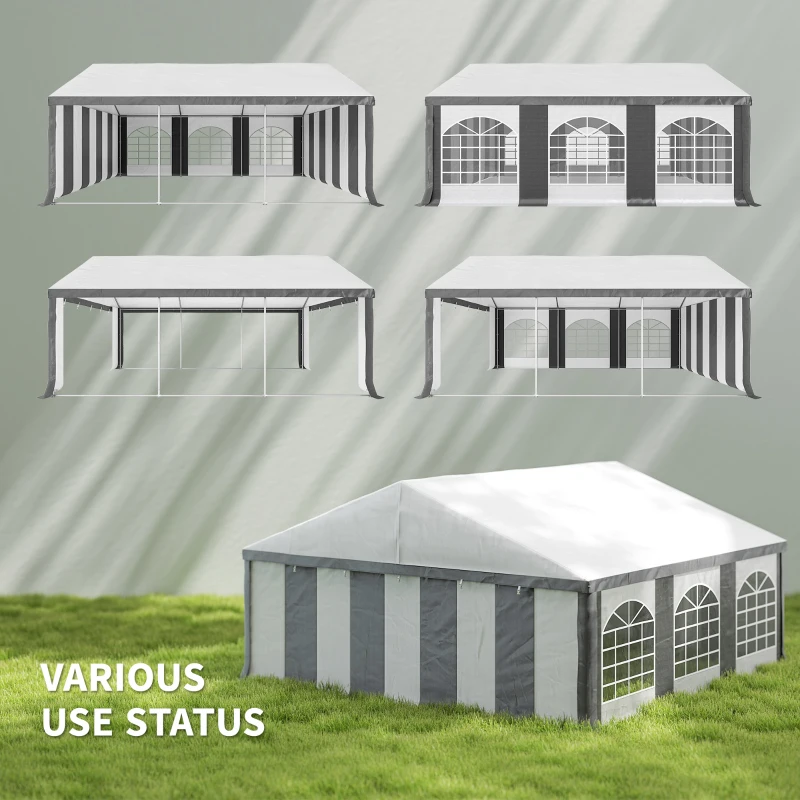 Outsunny 20' x 20' Heavy-duty Large Wedding Tent, Outdoor Carport Garage Party Tent, Patio Gazebo Canopy with Sidewall, Gray