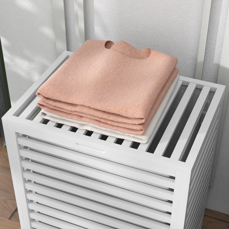HOMCOM Laundry Basket, Laundry Hamper with Removable Liner Bag, 55L, White