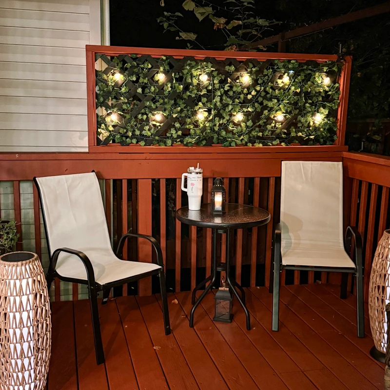 Outsunny 3 Pieces Bistro Set, Small Patio Furniture Set with Stackable Mesh Chairs, Glass Table for Garden, Balcony, Beige